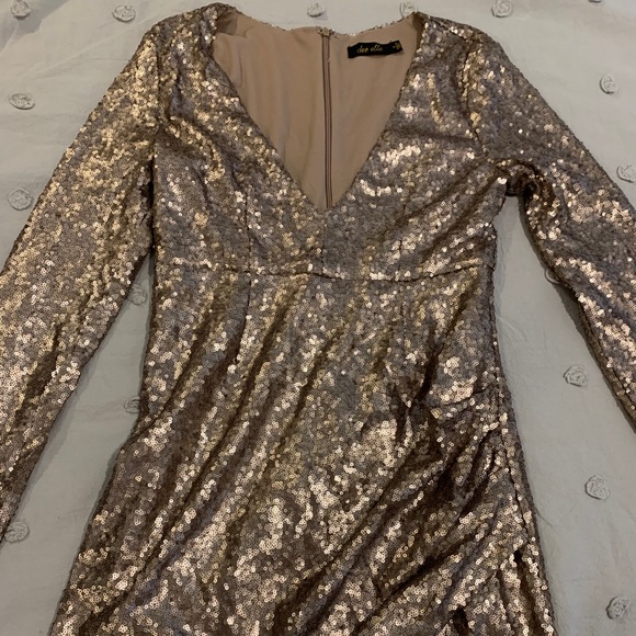 Dee Elle Sparkly Gold Dress - Picture 4 of 5